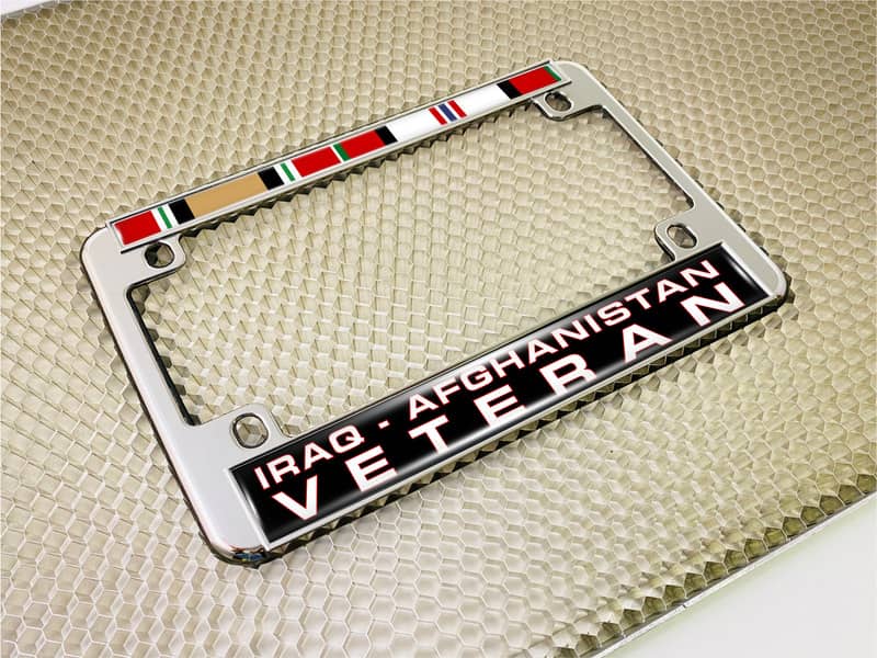 Iraq - Afghanistan Veteran - Motorcycle Metal License Plate Frame